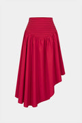Ruched Asymmetrical Hem High Waist Skirt