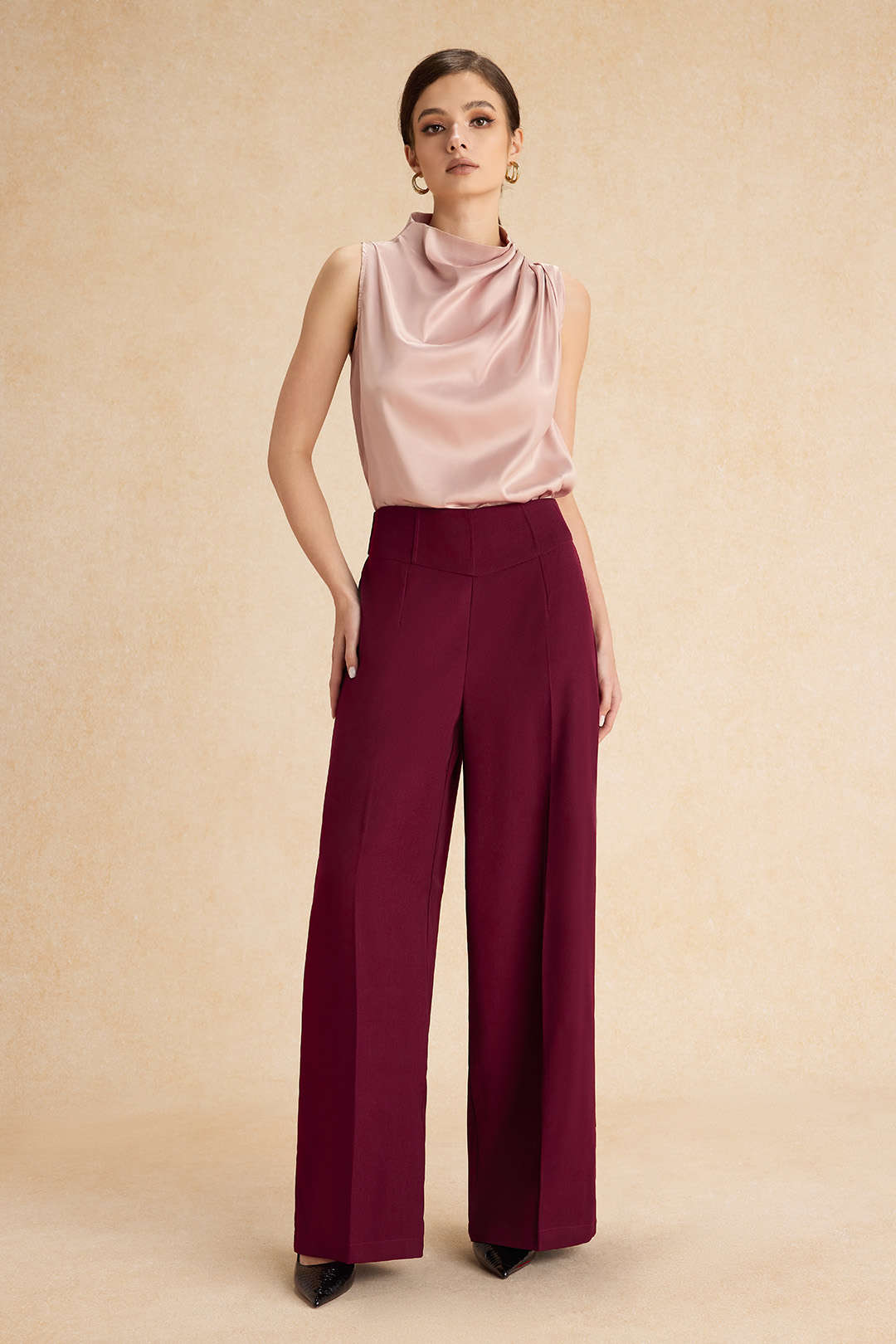 Basic High-Waisted Wide Leg Trousers
