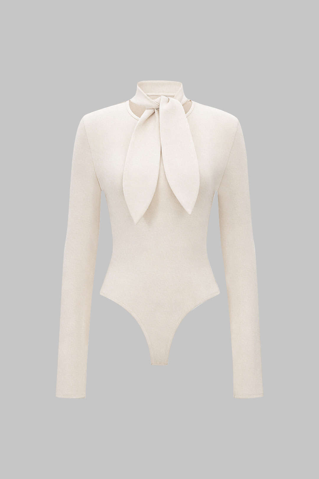 Round Neck Tie Front Long-Sleeve Bodysuit