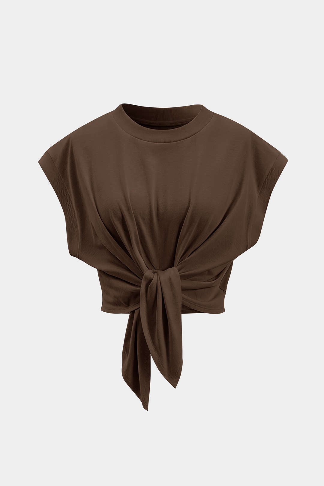 Solid Ruched Tie Front T-Shirt