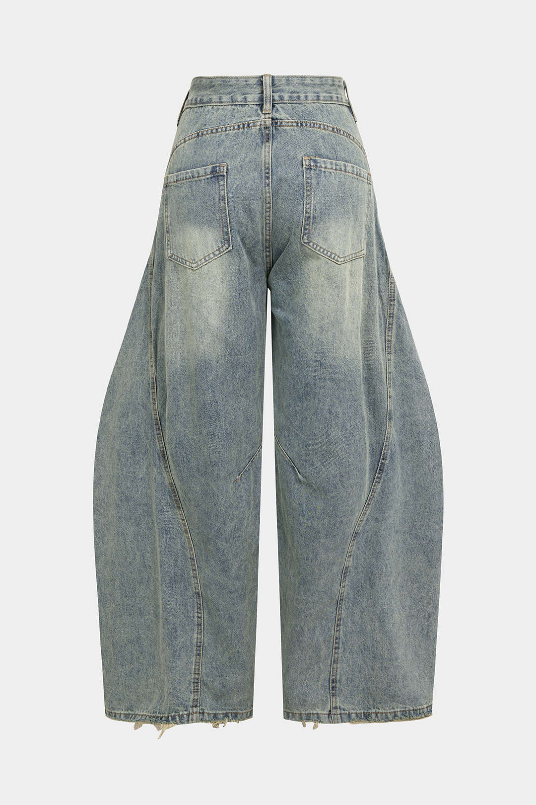 Denim Asymmetrical Frayed Jeans