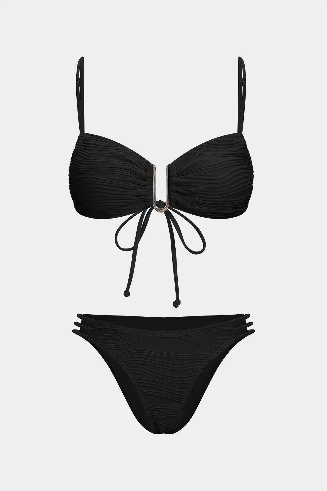 Contrast Tie-Up Bikini Set