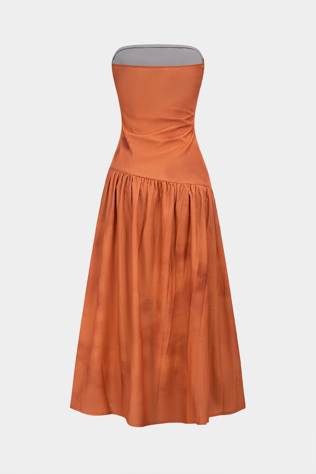 Fruit Letter Print Ruched Strapless Sleeveless Midi Dress