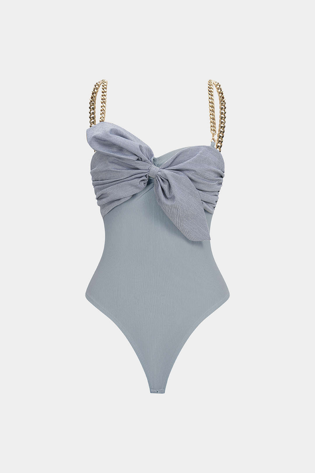 Patchwork Metallic Chain Knot Sleeveless Bodysuit