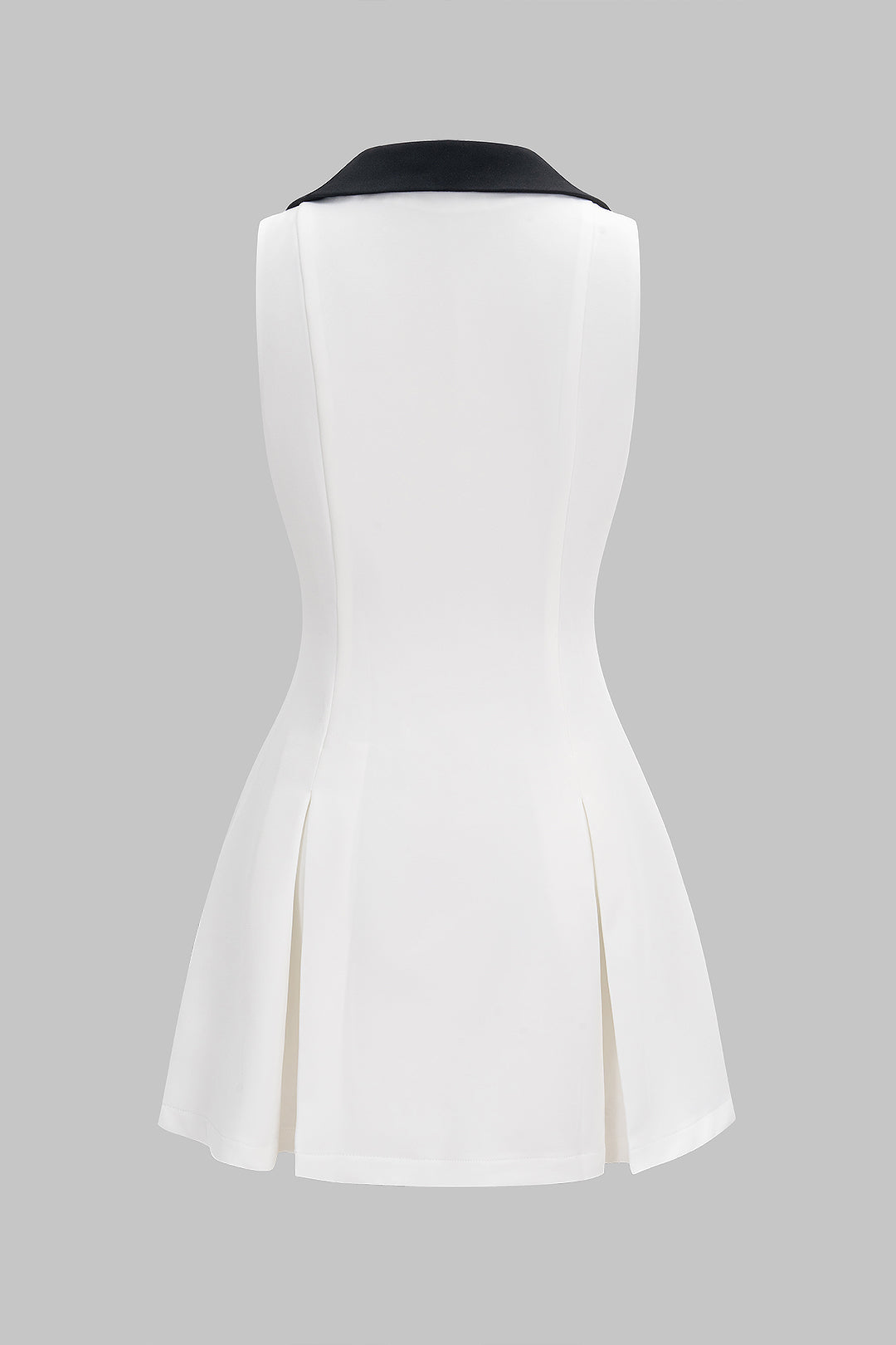 Contrast Lapel V-neck Metallic Sleeveless Mini Dress