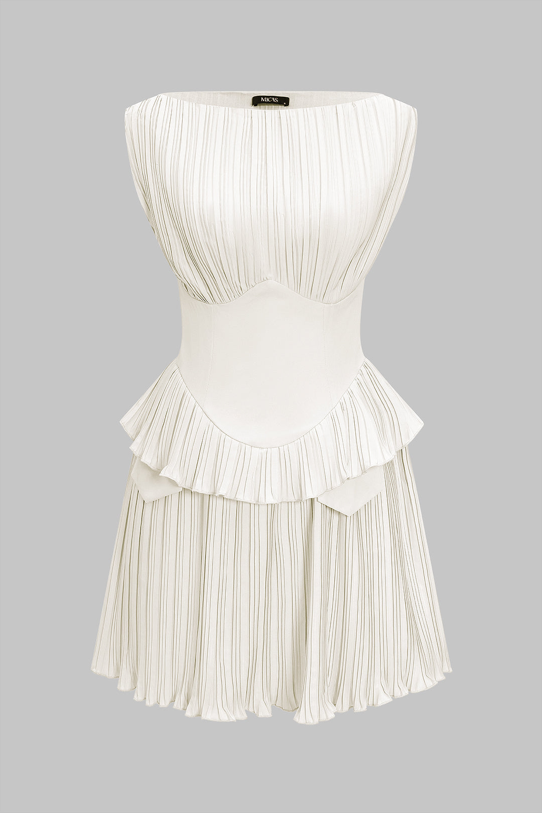 Pleated Patchwork Corset Sleeveless Mini Dress