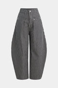 Stripes Print Barrel Pants