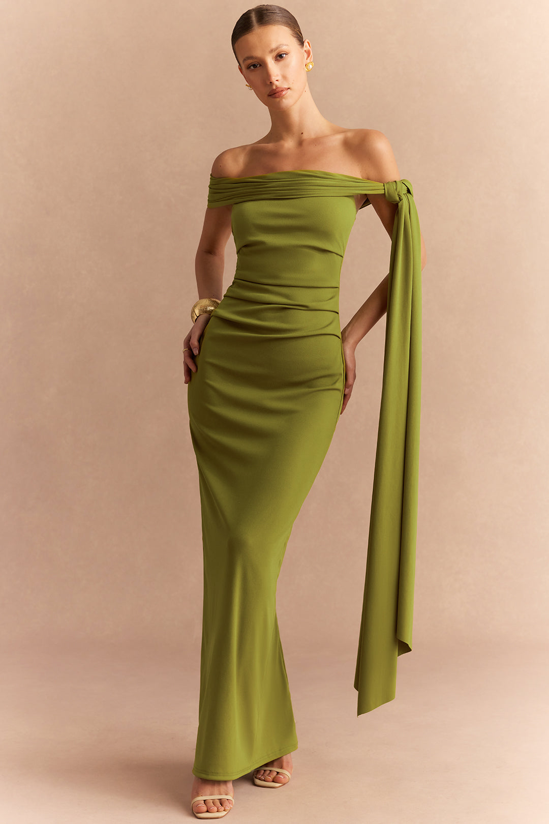 Off Shoulder Asymmetrical Sleeveless Maxi Dress