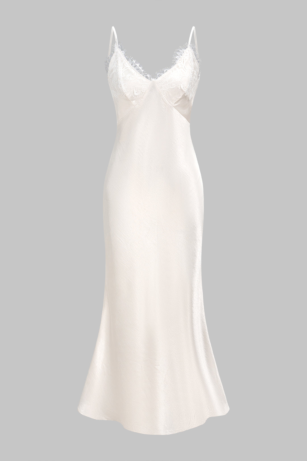 Satin Patchwork Lace Backless Slip Sleeveless Maxi Dress