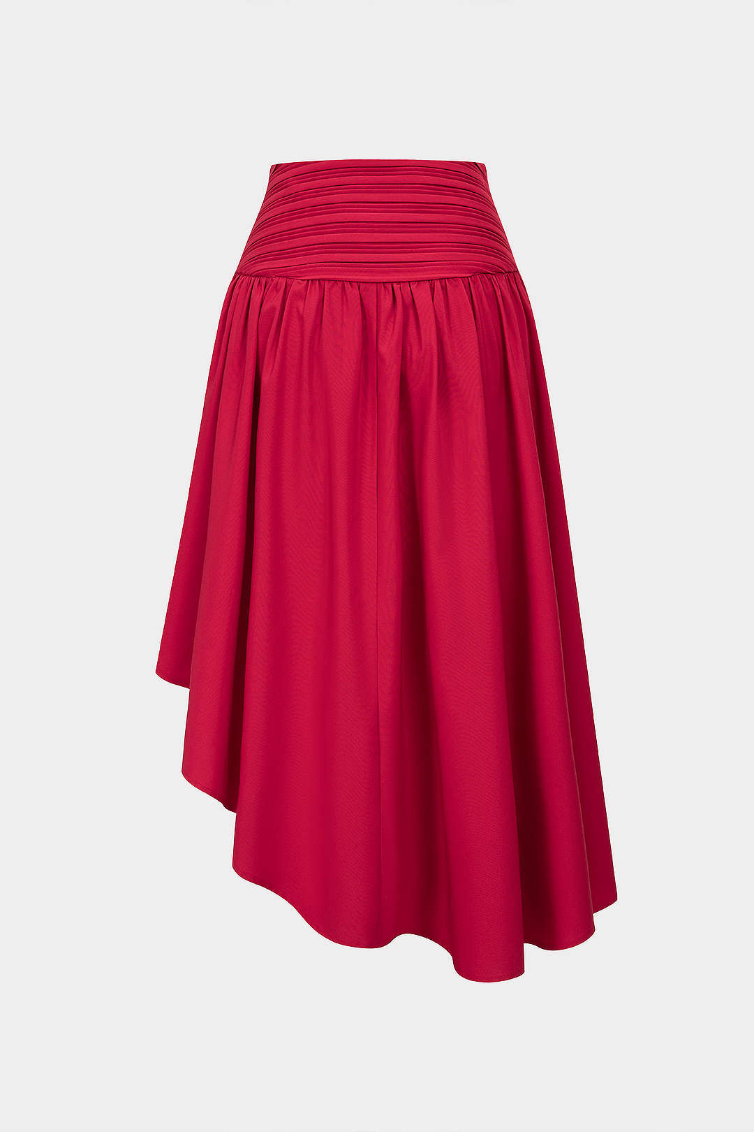 Ruched Asymmetrical Hem High Waist Skirt