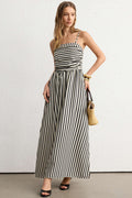Striped Pocket Sleeveless Maxi Dress