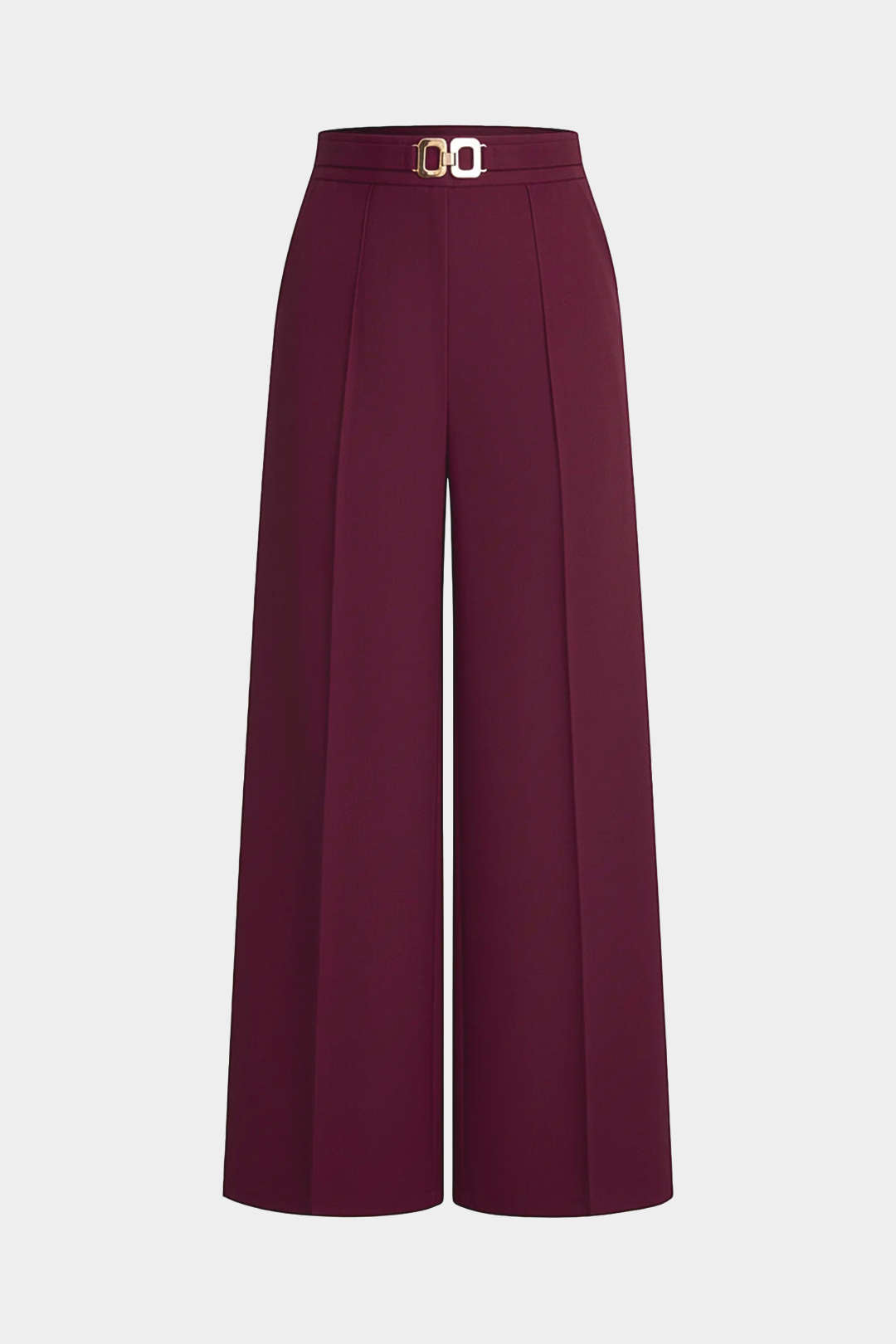 Solid Belted Wide-Leg Pants