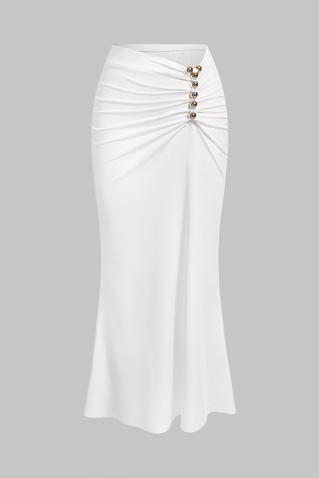 Metallic Ruched Asymmetrical Skirt