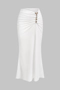 Metallic Ruched Asymmetrical Skirt
