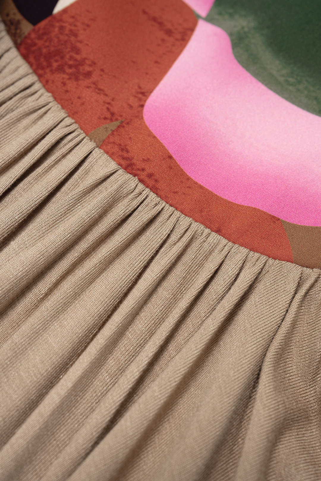 Abstract Print V-Neck Ruched Zipper Sleeveless Maxi Dress