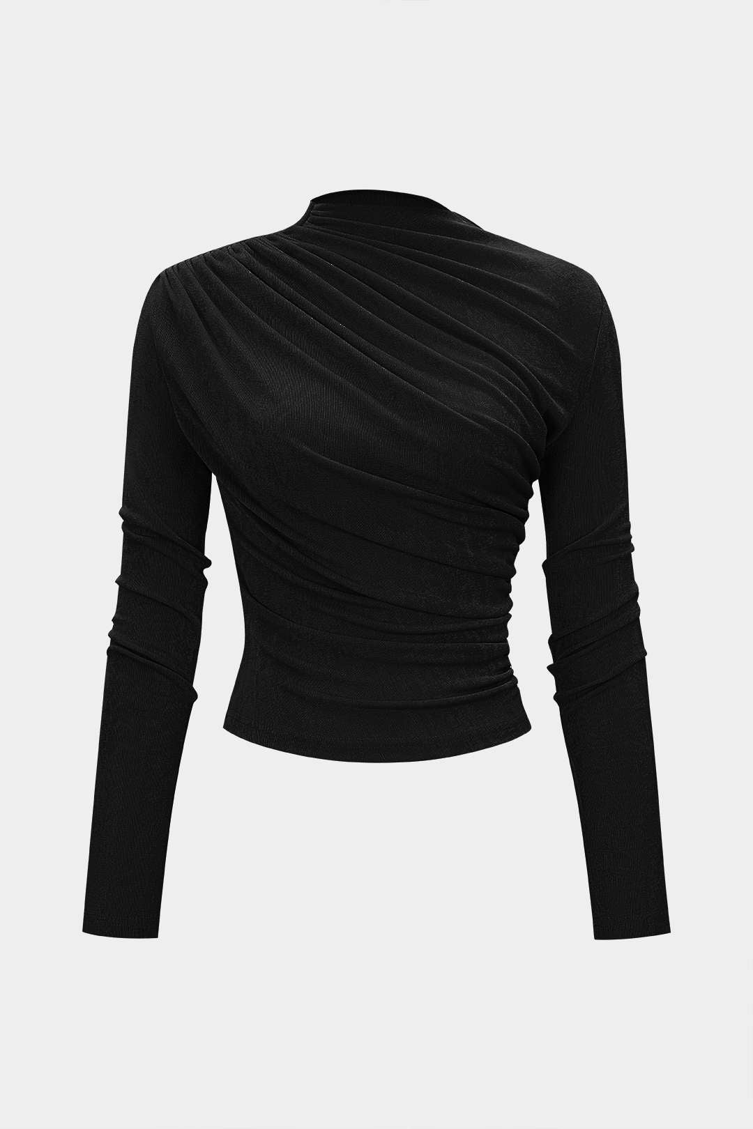 Ruched Wrinkle Long Sleeve Top