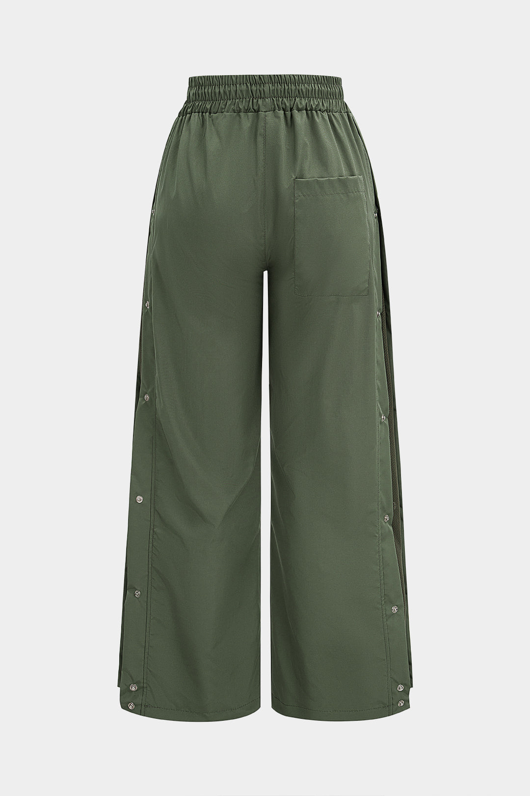 Drawstring Ruched Button High Waist Pants