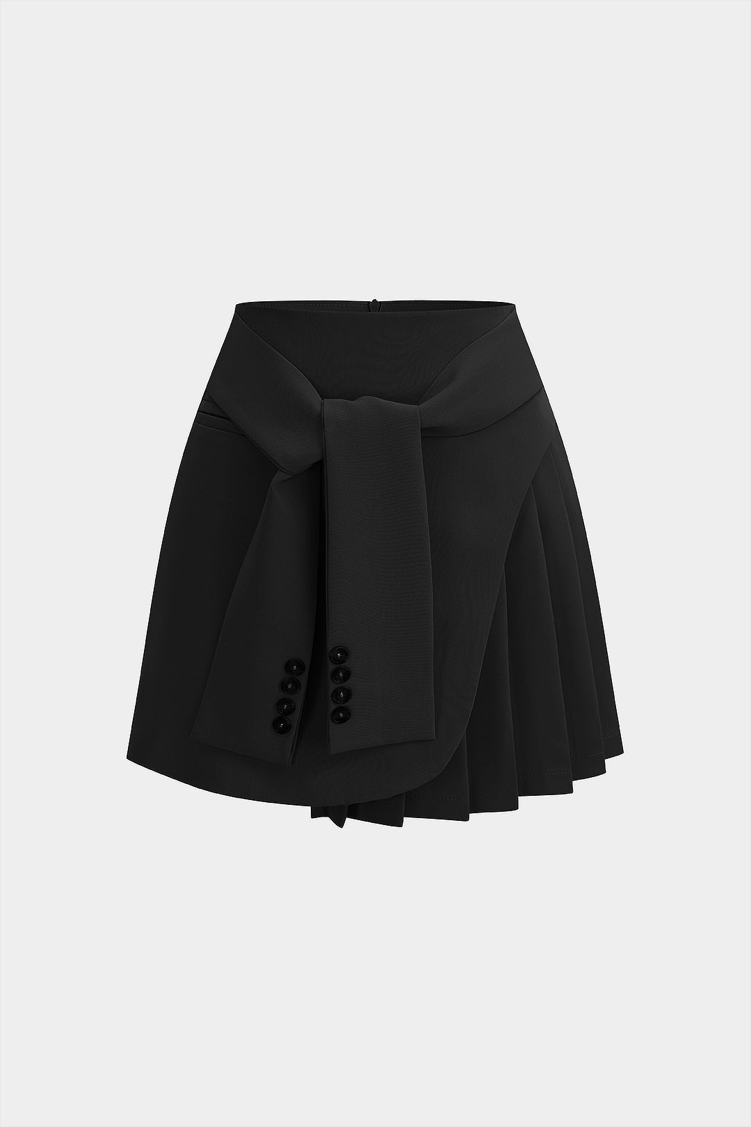 Tie-Up Asymmetrical Pleated High Waist A-Line Skirt