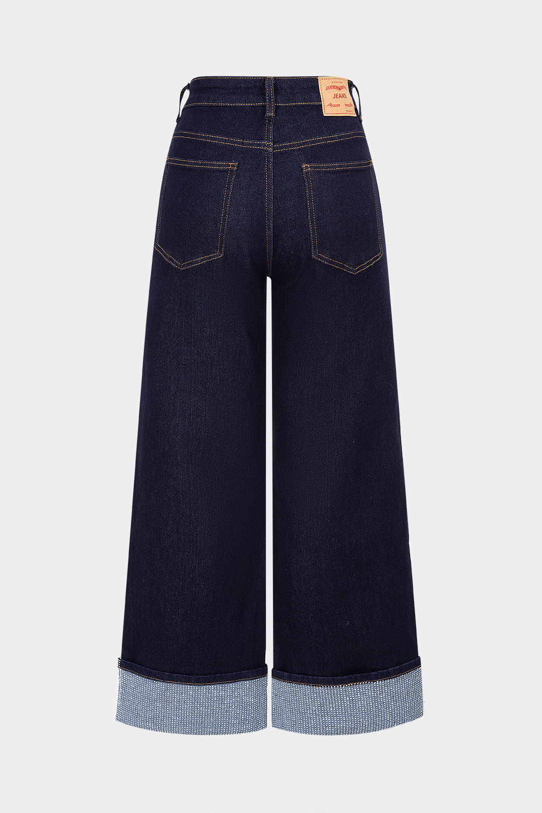 Denim Rhinestone Decor Zipper Straight Jeans