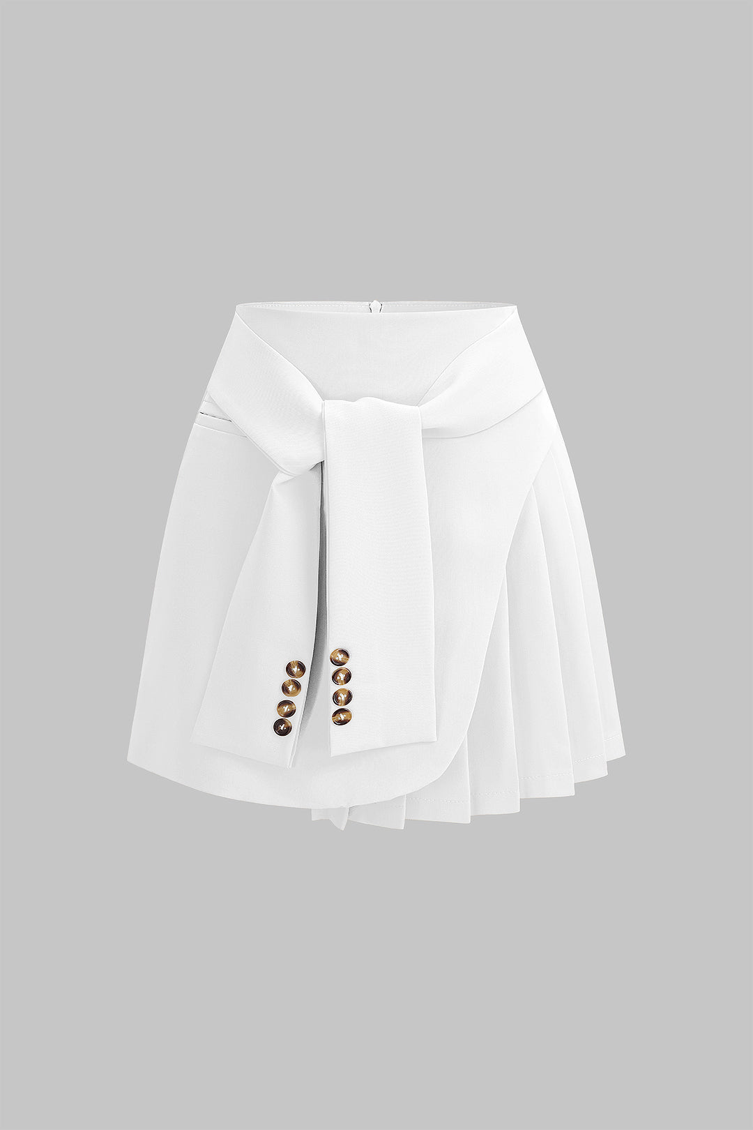 Tie-Up Asymmetrical Pleated High Waist A-Line Skirt