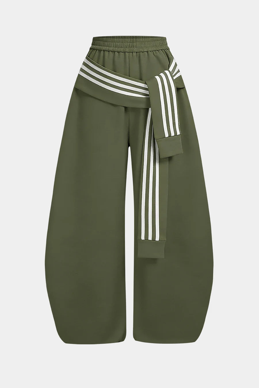 Contrast Striped Knotted High Waist Pants