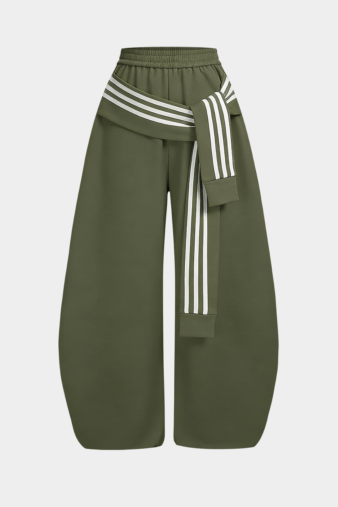Contrast Striped Knotted High Waist Pants