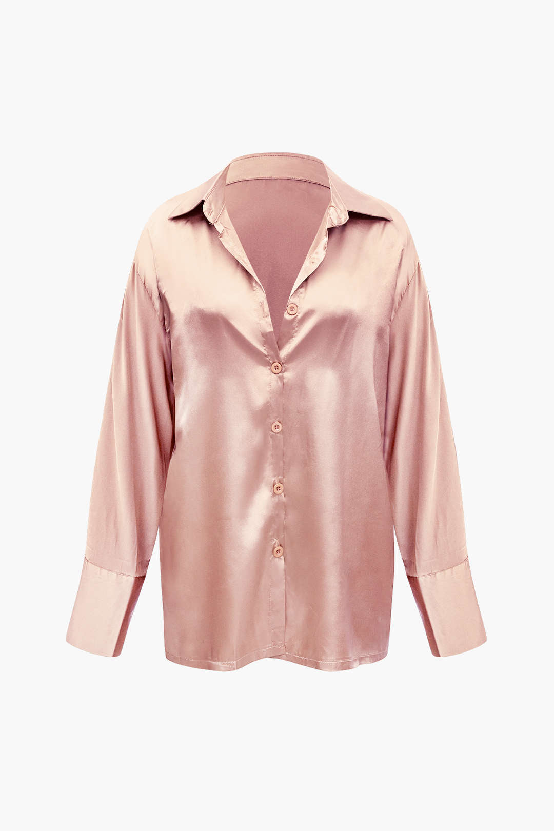 Satin Button Up Long Sleeve Shirt And Pants Set