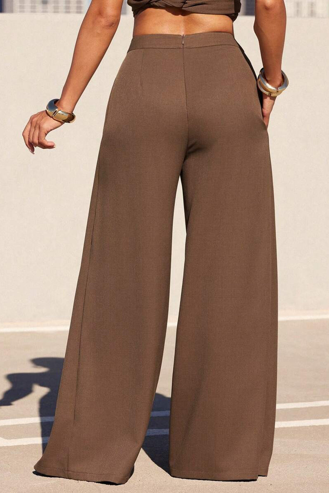 Asymmetrical High-Waist Wide-Leg Pants