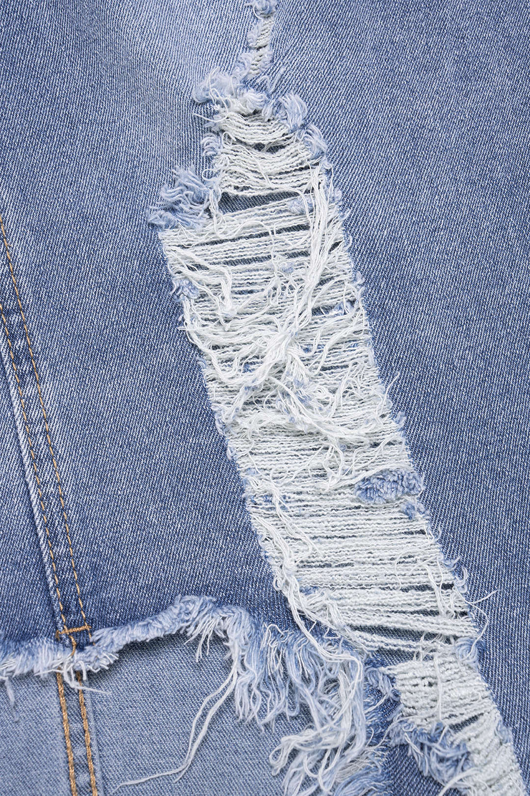 Denim Frayed Ripped High Waist Skirt