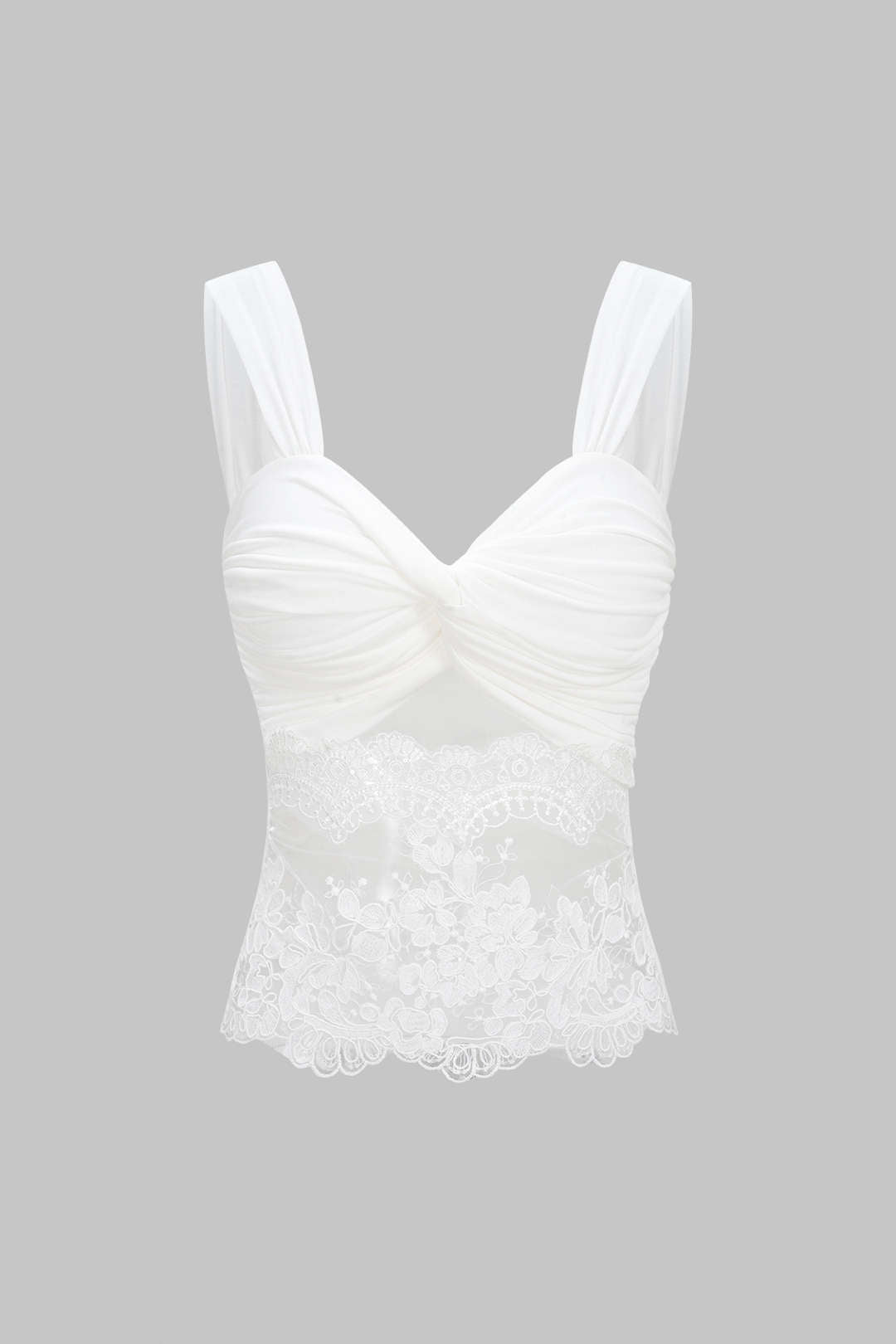 Lace Patchwork Twist Knot Cut Out Tank Top