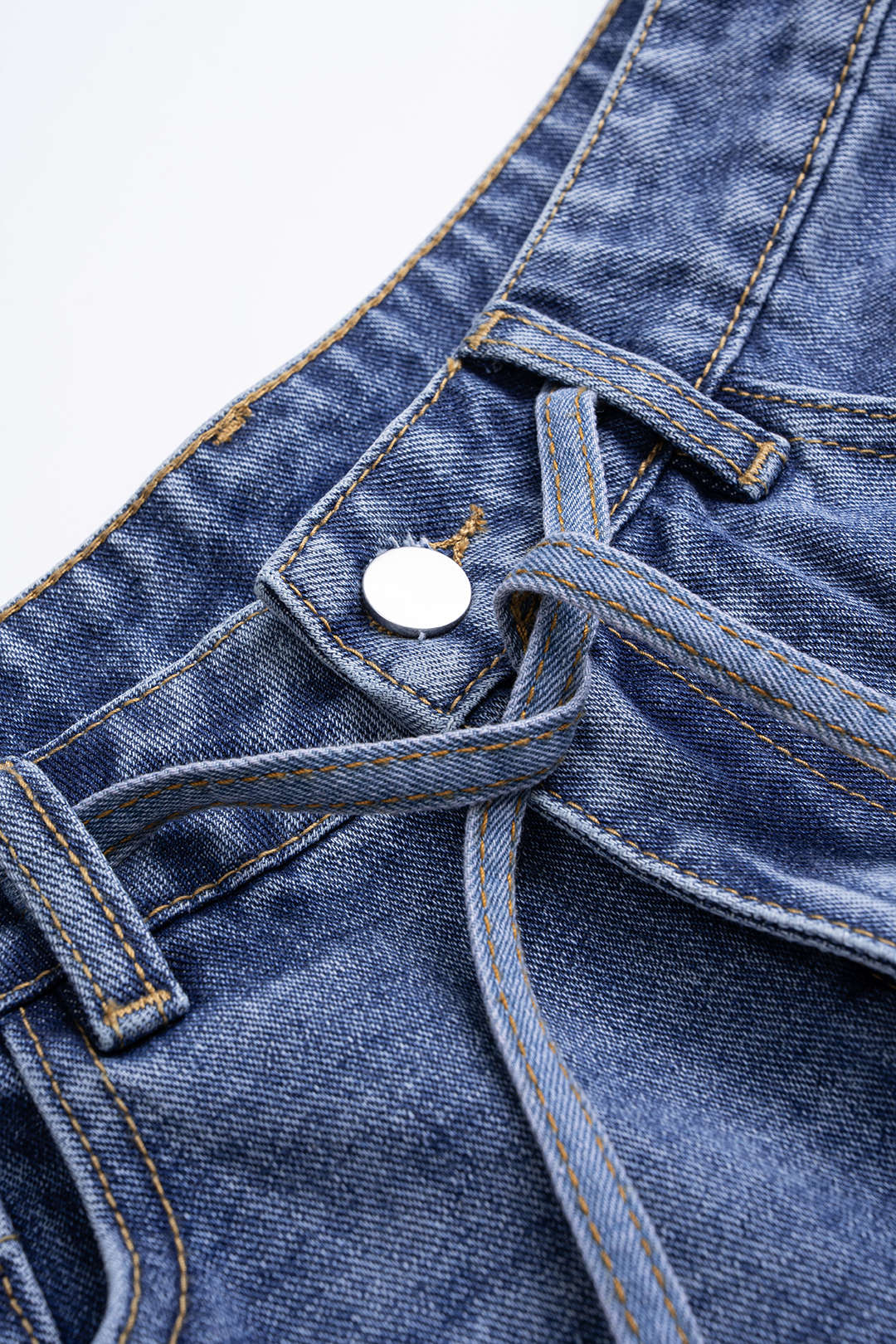 Denim Patchwork Drawstring Jeans