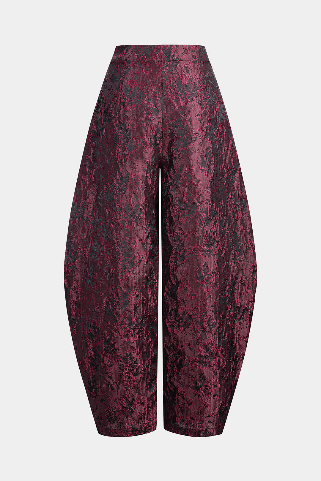Floral Print Jacquard Zipper Wide Leg Pants
