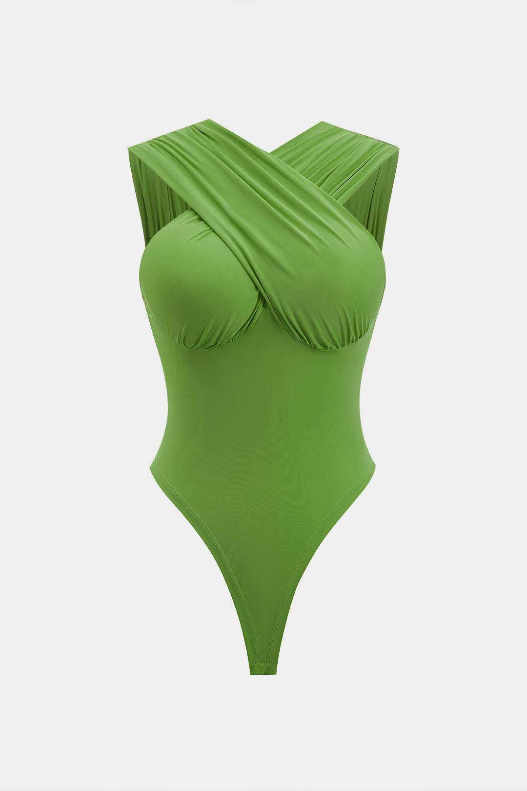 Ruched Crossed Backless Bustier Bodysuit
