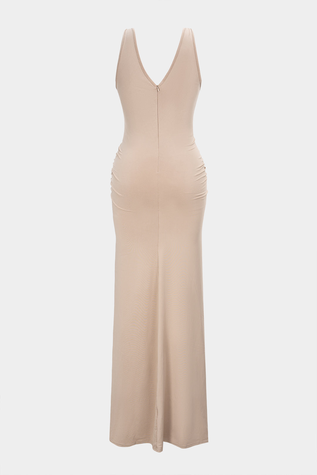 Metallic Decor Cut Out Ruched Slip Sleeveless Maxi Dress