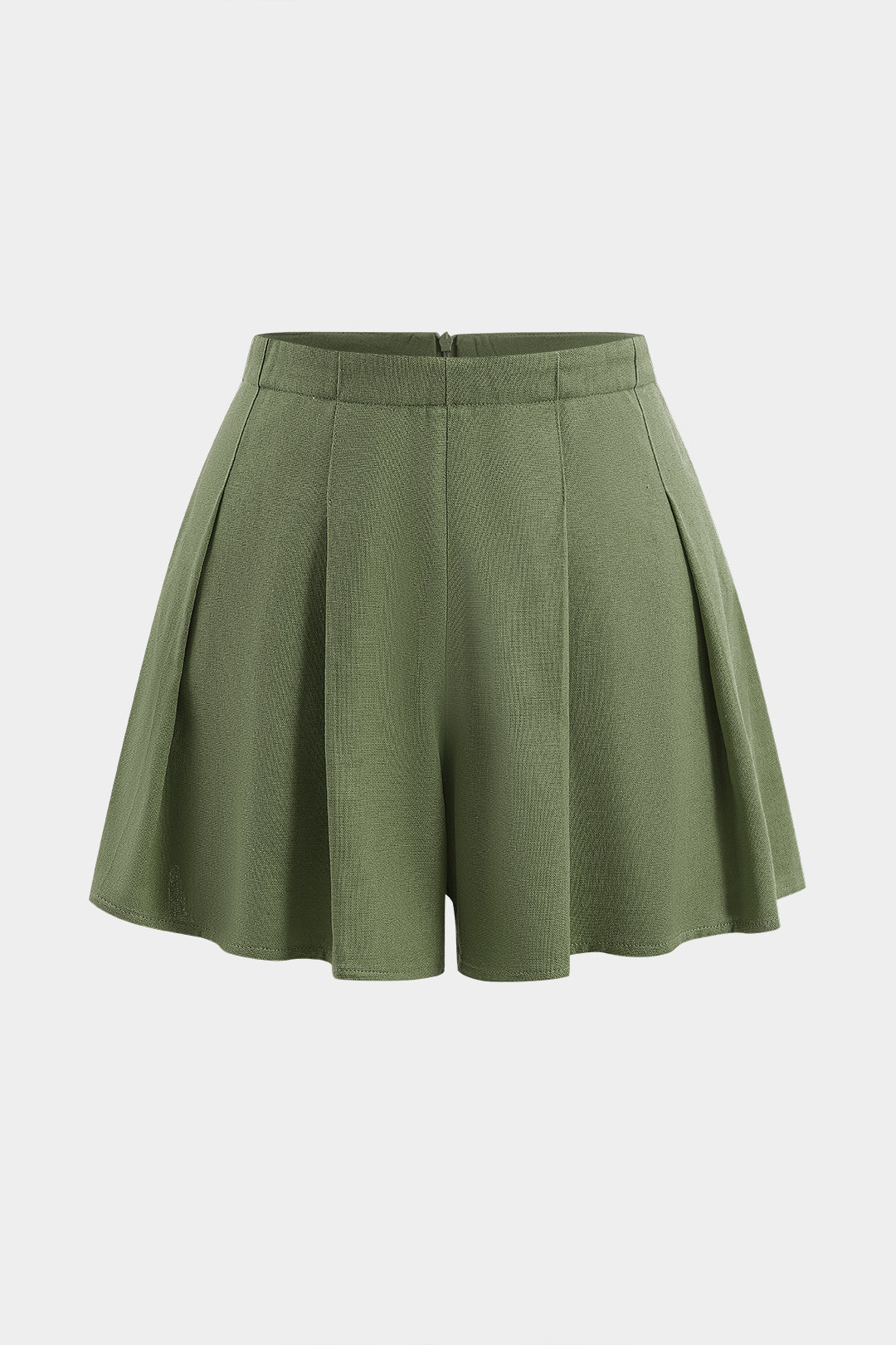 Linen Pleated Zipper Shorts