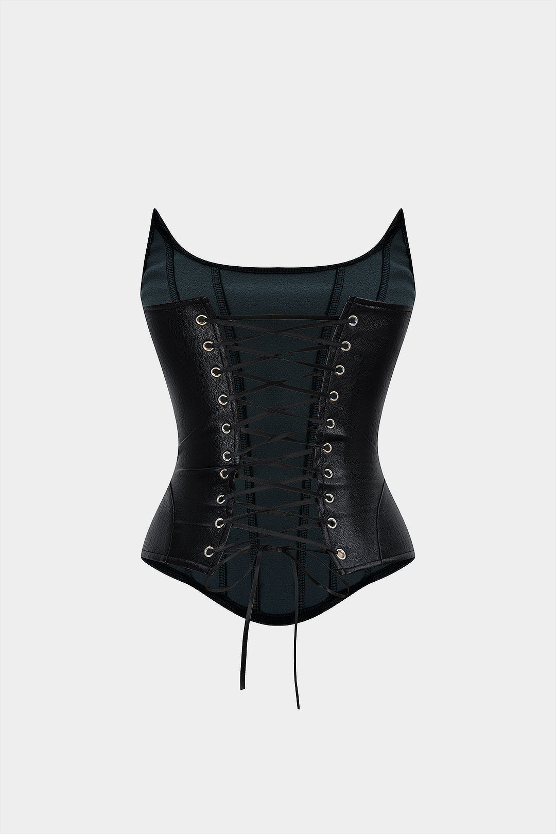 Faux Leather Tie-Back Corset Strapless Tube Top