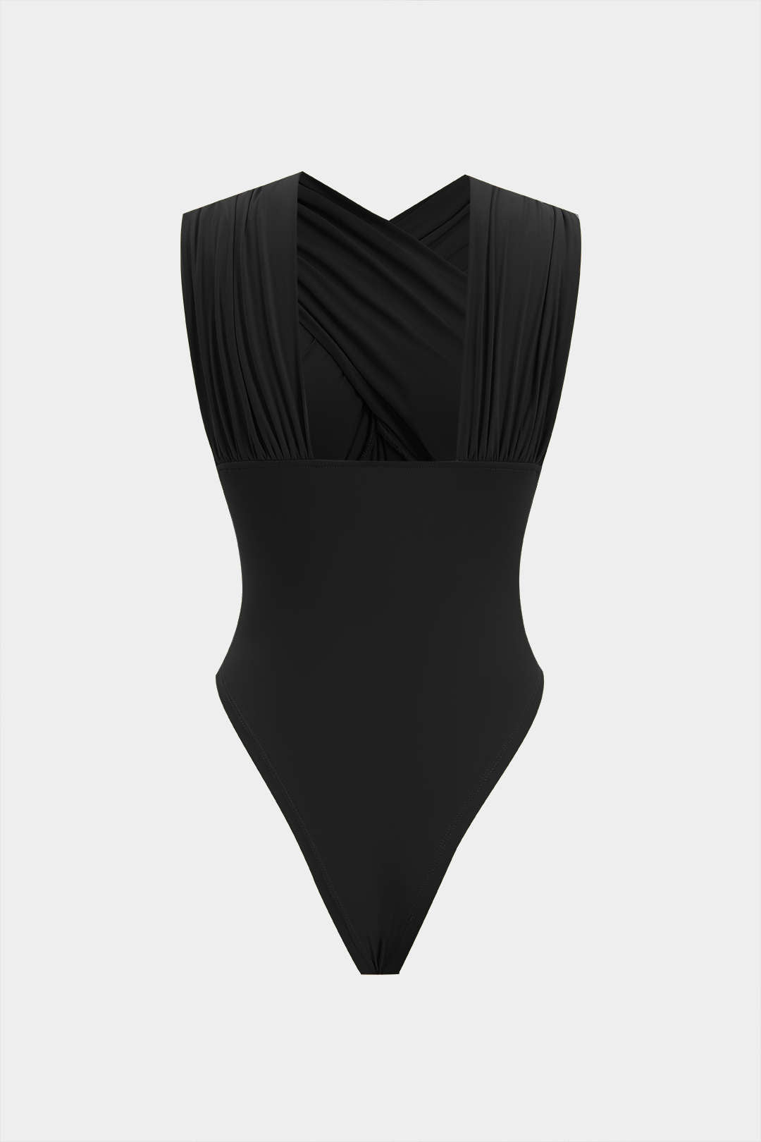Ruched Crossed Backless Bustier Bodysuit