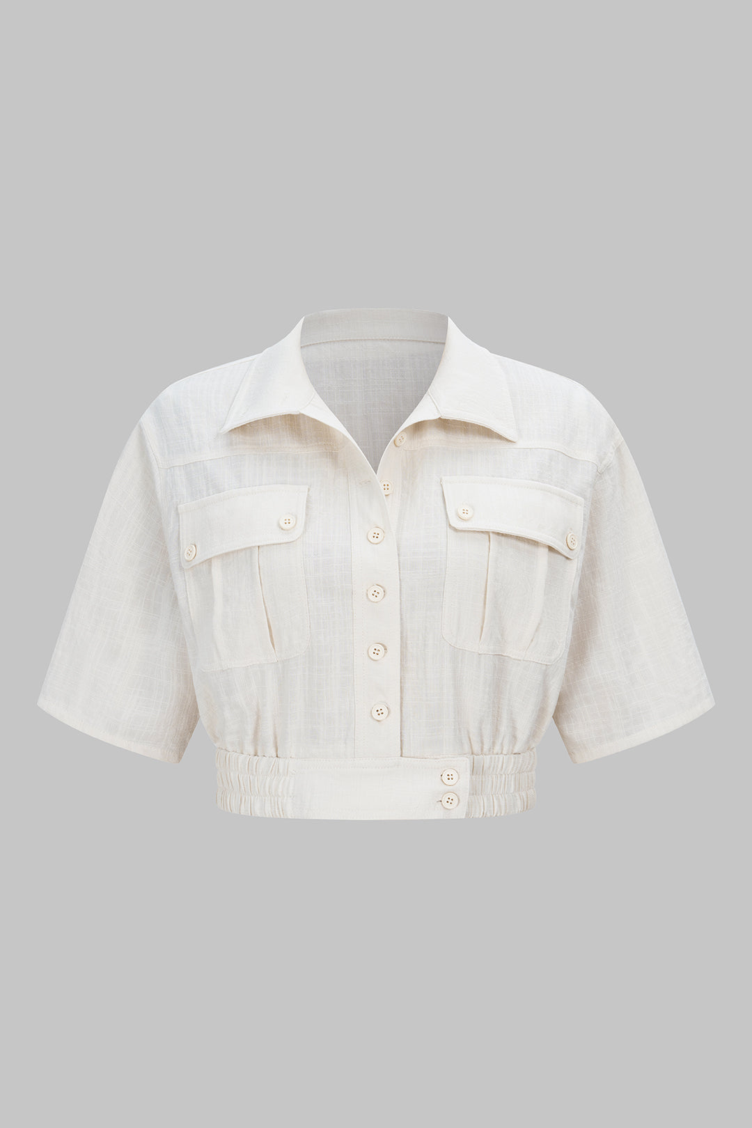 Linen Lapel Button Short Sleeve Shirt