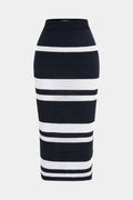 Knit Contrast Striped Hollow Out Skirt