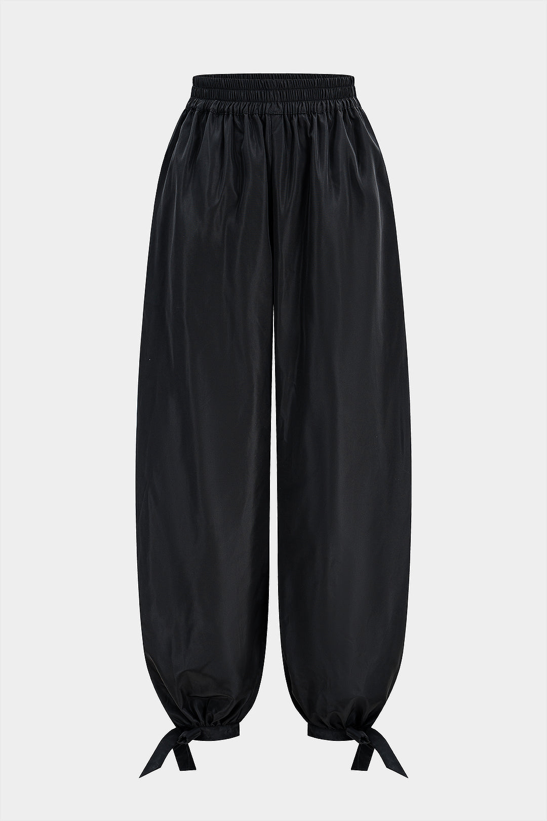 Tie-Up Shirred Waistband Wide Leg Pants