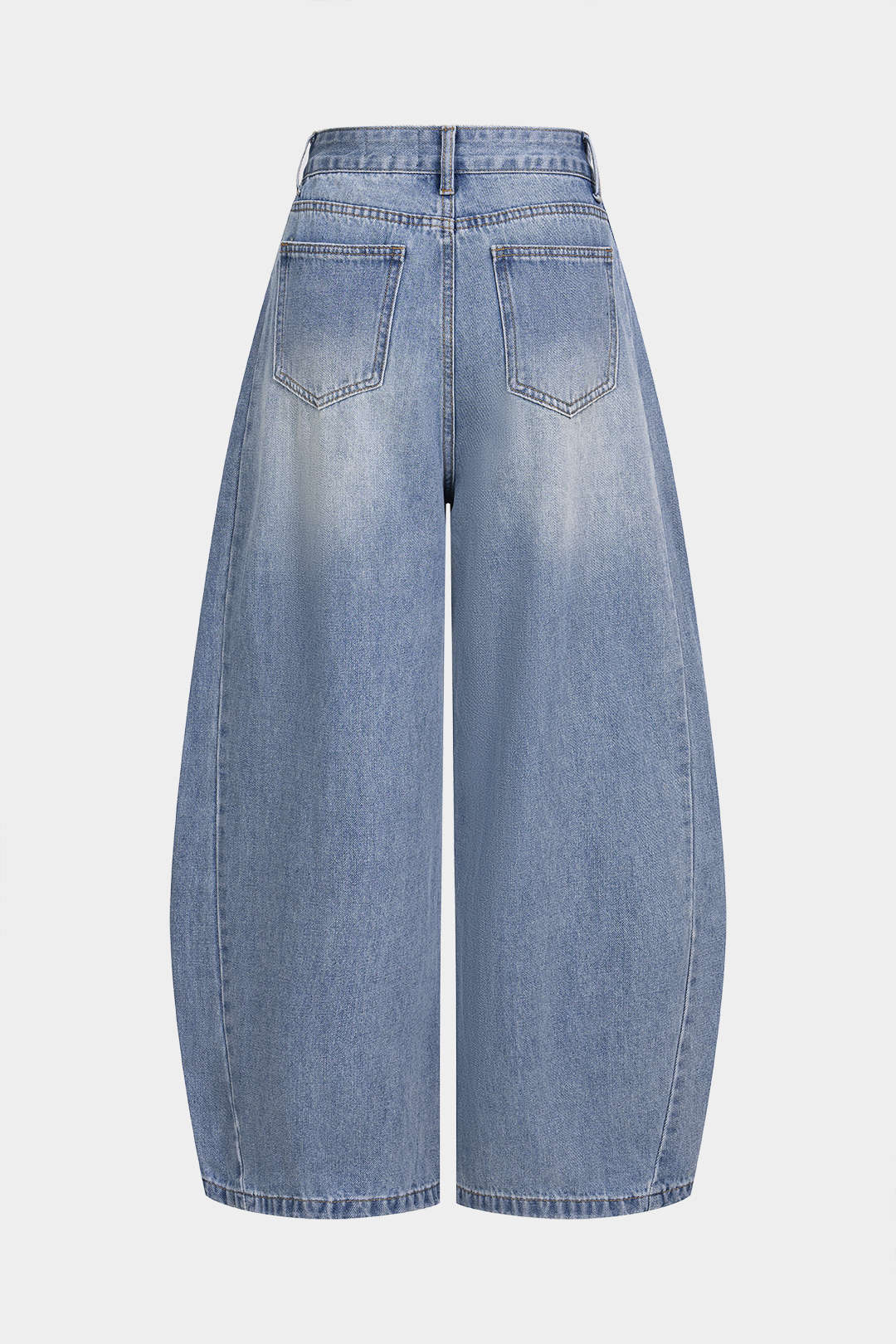 Denim Button Pocket Wide Leg Jeans