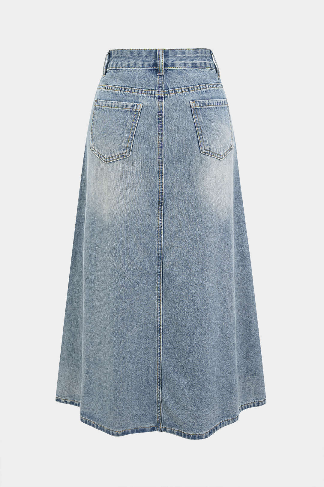 Denim Asymmetrical Belted Pocket Skirt