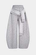 Contrast Striped Knotted High Waist Pants