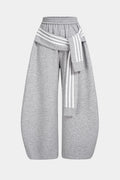 Contrast Striped Knotted High Waist Pants