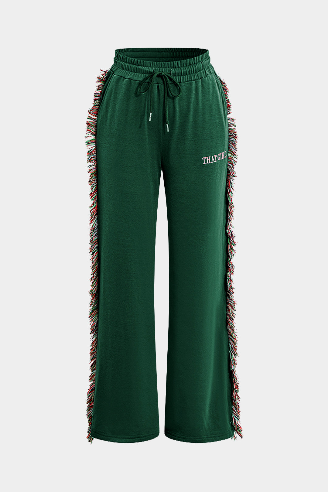 Letter Print T-shirt And Tassel Drawstring Pants Set