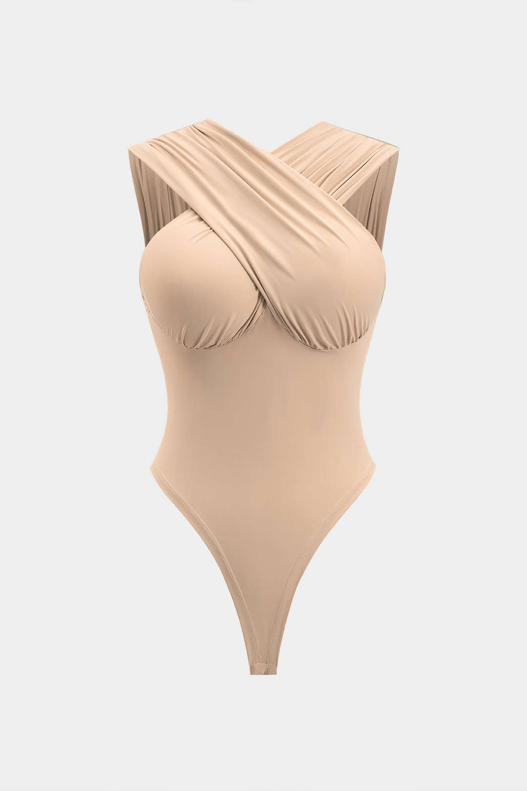 Ruched Crossed Backless Bustier Bodysuit
