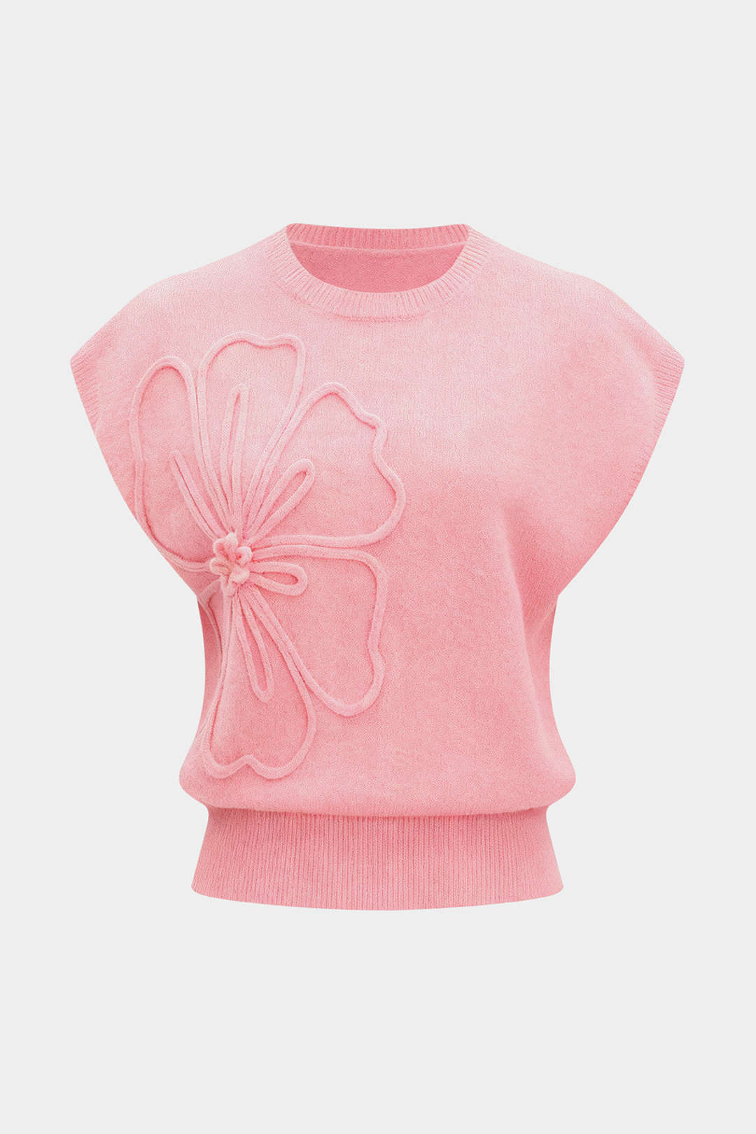 Knit 3D Flower Embroidery Tank Top