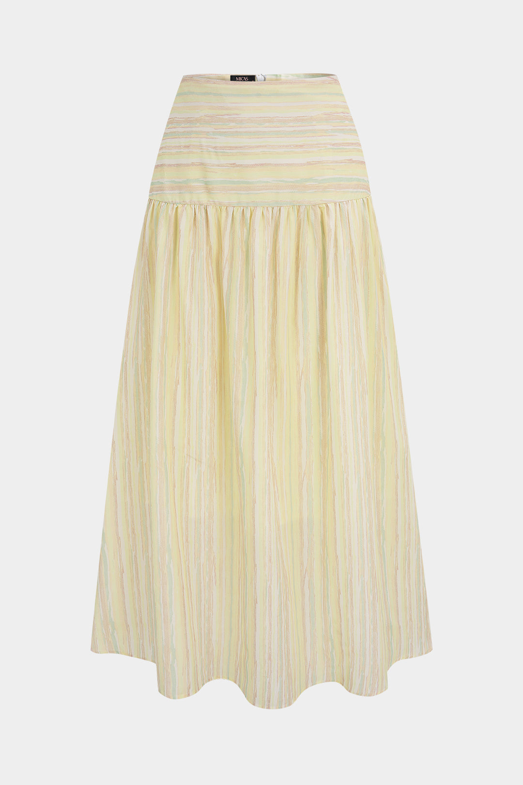 Stripes Print Ruched High Waist Skirt