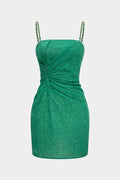 Metallic Chain Asymmetrical Sleeveless Mini Dress
