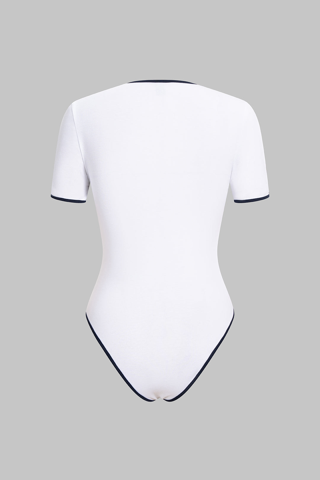 Contrast Striped Round Neck Short Sleeve Bodysuit